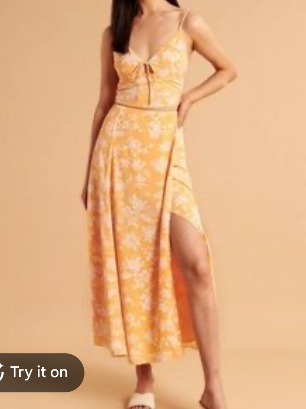 Floral Slip Midi skirt - orange